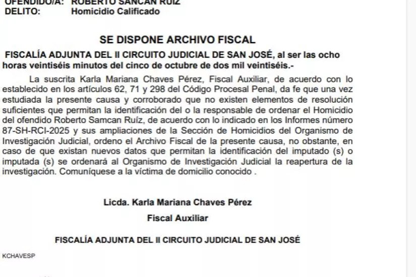 Notificacion de arhivo causa de autoria intelectual juicio Roberto Samcan